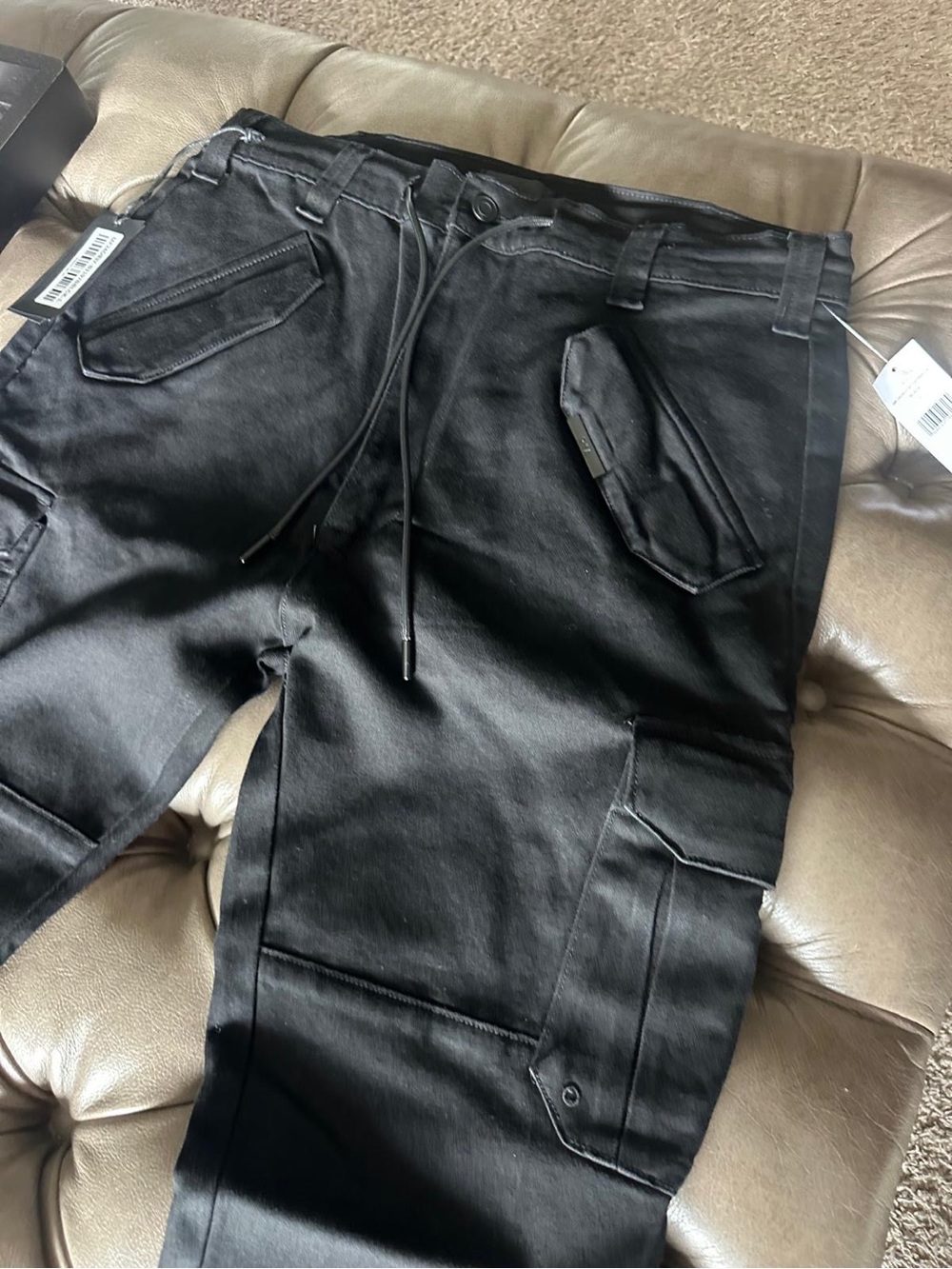 RtA Men's Black Cargo Pants with Utility Pockets